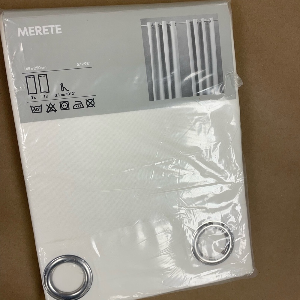 NWT IKEA Merete Curtains room darkening curtain pair 57”x98” off white cotton
